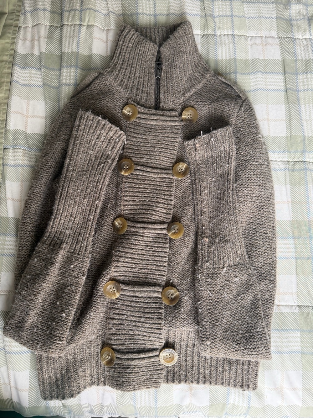 American Eagle Outfitters Taupe Chunky Button-Front Cardigan